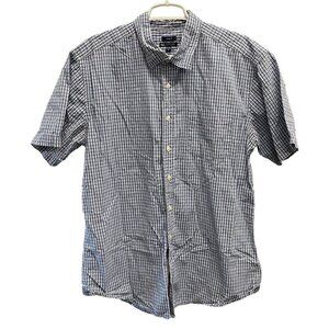 Gap‎ Men's Classic Fit Short Sleeve Plaid Shirt XL Cotton Blue & White Checkered